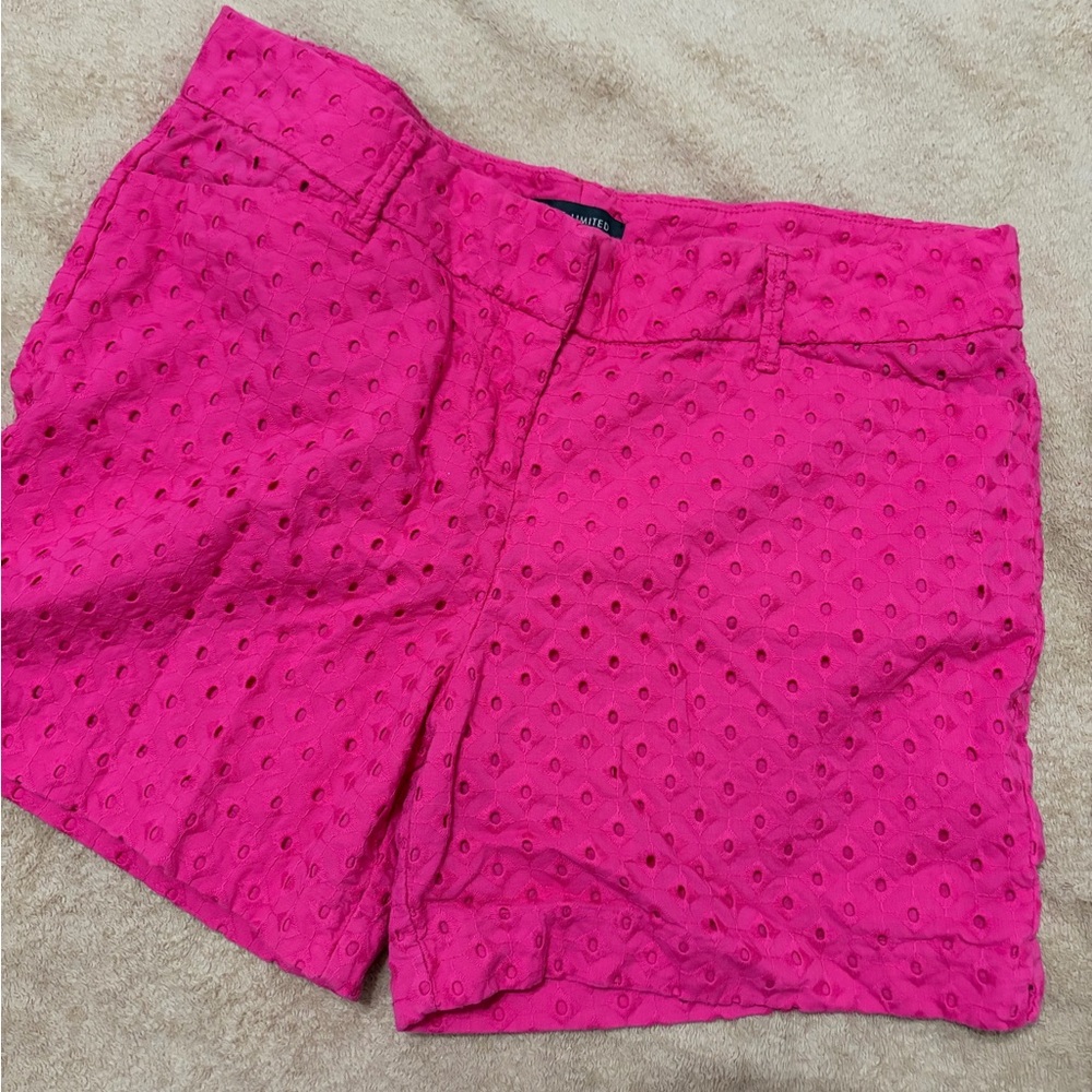 The Limited Hot Pink Eyelet Shorts - Size 12 - Bright Fuchsia Summer Staple
